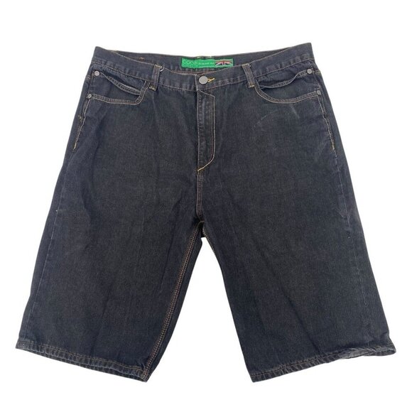 COOGI Shorts Mens 42 Blue Australia Y2K Baggy Hip Hop Embroidered Patchwork Dark - Picture 2 of 14